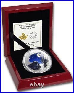 2018 $5 CANADIAN MOONLIT TRANQUILITY Glow In The Dark 5 Oz Silver Coin