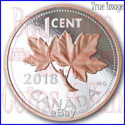 2018 Big Coin Series #7 Maple Leaf 1c 5 OZ Pure Silver with Rose Gold One Cent