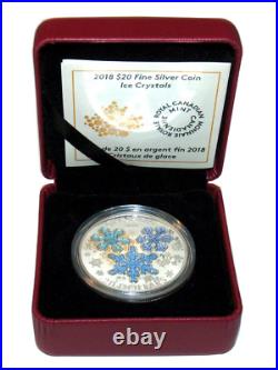 2018 CANADA $20 Ice Blue Enamel Crystal Snowflake Proof Silver Coin