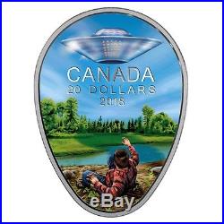 2018 CANADA $20 UFO Glow-in-the-Dark FALCON LAKE INCIDENT 1oz Proof Silver Coin