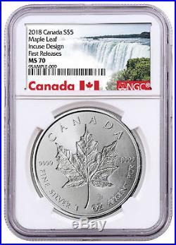 2018 Canada 1 oz Silver Maple Leaf Incuse $5 Coin NGC MS70 FR SKU52135