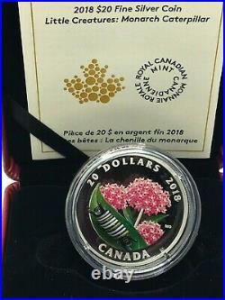 2018 Canada $20 Fine Silver Coin Little Creatures Monarch Caterpillar