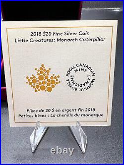 2018 Canada $20 Fine Silver Coin Little Creatures Monarch Caterpillar