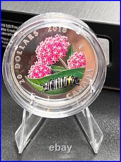 2018 Canada $20 Fine Silver Coin Little Creatures Monarch Caterpillar