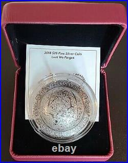 2018 Canada $25 Pure Silver Coin Lest We Forget Military Helmet Shaped RARE