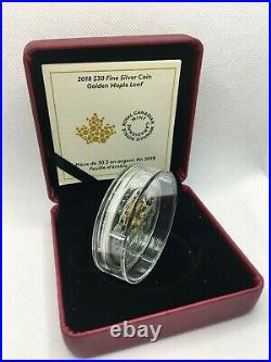 2018 Canada $30 2oz Fine Silver Coin Golden Maple Leaf