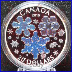2018 Canada Ice Crystals 1 oz $20 Pure Silver Coin with Ice Blue Sparkle Enamel