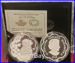 2018 Canada Lunar Lotus Year of the Dog $15 Pure Silver Proof Coin