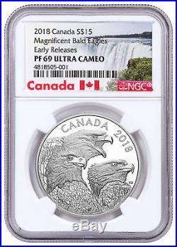 2018 Canada Magnificent Bald Eagles 1 oz Silver $15 Coin NGC PF69 UC ER SKU53482