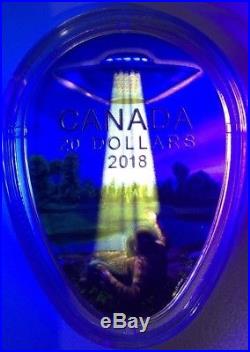 2018 Canada UFO Falcon Lake Incident Glow in the Dark $20 1oz Silver Proof Coin