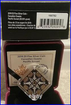2018 Canadian Coasts Pacific Sunset $3 Silver Proof Coin Bear Orca Sun SeaLand