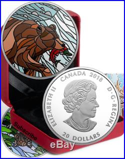 2018 Canadian Mosaics Grizzly Bear $20 1OZ Pure Silver Proof Canada Coin