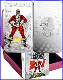 2018 Captain Canuck $20 1OZ Pure Silver Proof Coloured Coin Canada Artist-Signed