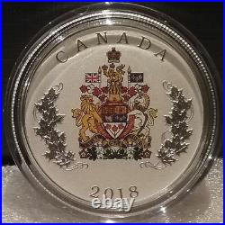 2018 Coat of Arms Heraldic Emblem $5 1/2OZ Pure Silver Proof Canada Coin