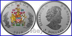 2018 Coat of Arms Heraldic Emblem $5 1/2OZ Pure Silver Proof Canada Coin