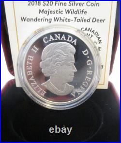 2018 RCM $20 Fine Silver Coin Majestic Wildlife Wandering white-Tailed Deer