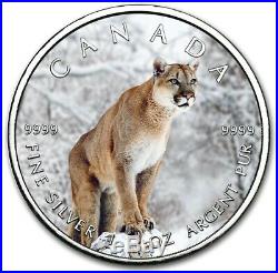 2019 1 Oz Silver $5 Canadian Wildlife COUGAR MAPLE LEAF Coin