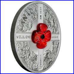 2019 $20 Fine Silver Coin Lest We Forget With Murano Glass Poppy