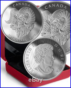 2019 Bighorn Sheep Zentangle Art $30 2OZ 62.69gram Pure Silver Proof Coin Canada