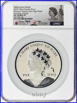 2019 Canada 10oz Silver Peace & Liberty Ultra High Relief NGC PF70 Reverse Proof