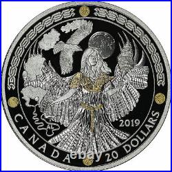 2019 Canada $20 Norse Gods Frigg Fine Silver Coin with Gold Overlay and COA