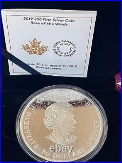 2019 Canada $50 Fine Silver Coin Rose in the Winds in Case with COA