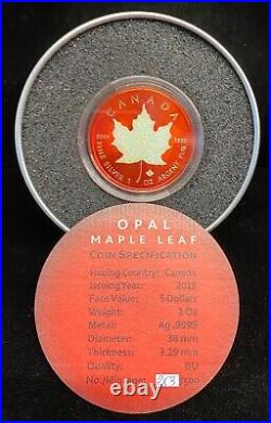 2019 Canada $5 Maple Leaf Red Opal 1 oz. 9999 Silver Coin with Real Stone