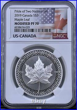 2019 Canada Pride of Two Nations Maple Leaf $5 Silver NGC Modified PF 70
