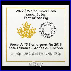 2019 Canada Silver $15 Lunar Lotus Year of the Pig Proof SKU#173427