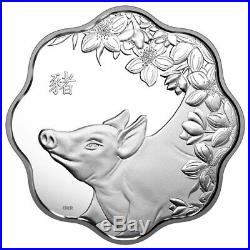 2019 Canada Year of Pig Silver Lunar Proof $15 Lotus Shaped Coin OGP SKU55159