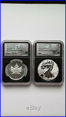 2019 Pride of Two Nations 2 Coin Silver Set-Canada Set NGC PF70 FDI-10,000 Rare