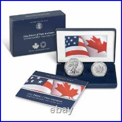 2019 Pride of Two Nations Silver 2pc. U. S. & CANADA COIN Set Box OGP & COA