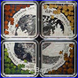 2019 The Elements Fire Air Earth Water 4X$3 Pure Silver Square-Shaped Coin