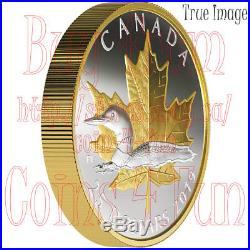 2019 Timeless Icons 3 Loon Maple Leaf $25 Pure Silver Proof Piedfort Coin