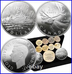 2019 Two 2OZ Coins Silver Proof RCM Lore Caribou 25 Cents, Voyageur $1 Dollar