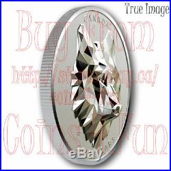 2019 Wolf Multifaceted Animal Head #1 $25 Proof Pure Silver Coin Canada