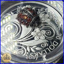 2020 $20 Fine Silver coin Bejeweled Ladybug Cert# 220