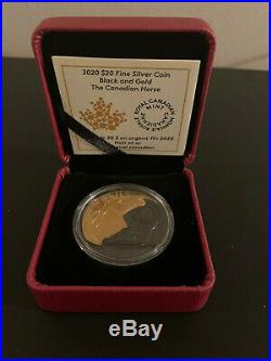 2020 Black and Gold The Canadian Horse Rhodium/Gold-Plated 1 oz Pure Silver Coin