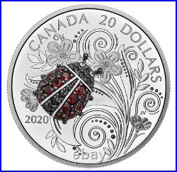 2020 CANADA $20 Bejeweled Bugs #3 LADYBUG. 9999 Pure Silver Proof Coin