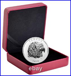 2020 CANADA $25 Proud Bald Eagle EHR Extra High Relief Proof Pure Silver Coin