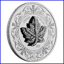 2020 CANADA CANADIAN MAPLE LEAVE BROOCH LEGACY 30$ 99.99% 2oz. PURE SILVER COIN