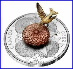 2020 CANADA The Moving HUMMINGBIRD and the Bloom 5oz. Pure Silver Coin