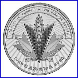 2020 CANADA VICTORY IN EUROPE WWll BATTLEFRONT $20 99.99% 1oz. PURE SILVER COIN