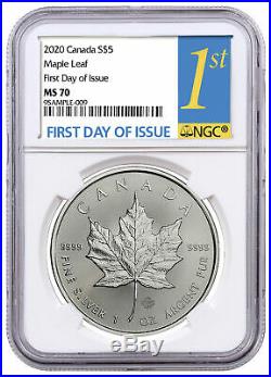 2020 Canada 1 oz Silver Maple Leaf $5 Coin NGC MS70 FDI SKU60005