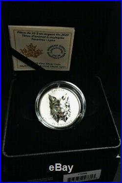 2020 Canada $25 MULTIFACETED ANIMAL HEADLYNX SILVER COIN. NEW