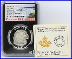 2020 Canada Bald Eagle Silver Extraordinary High Relief NGC PF70 $25 Coin JJ440