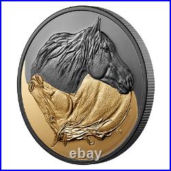 2020 Canada Black And Gold The Canadian Horse 20$ 99.99% Pure Silver Coin