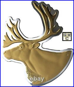 2020'Caribou -Real Shapes' Shaped Gold-Plated $50 Fine Silver Coin 100gm(18821)