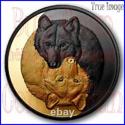 2021 Black and Gold Grey Wolf -$20 Pure Silver Gold/Rhodium-Plated Coin Canada