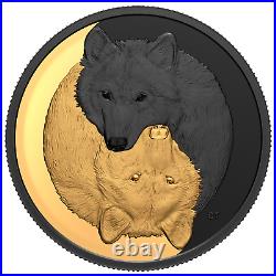 2021 Canada $20 Gilt Grey Wolf Black Rhodium 1 oz. 9999 Silver Coin NGC PF 70